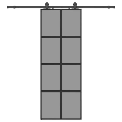 vidaXL Sliding Door with Hardware Set Black 76x205 cm Tempered Glass