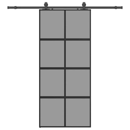 vidaXL Sliding Door with Hardware Set Black 90x205 cm Tempered Glass