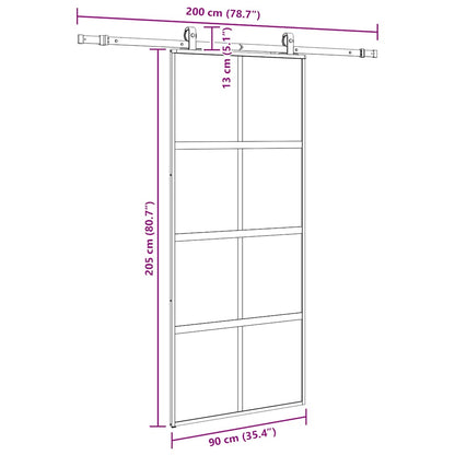 vidaXL Sliding Door with Hardware Set Black 90x205 cm Tempered Glass