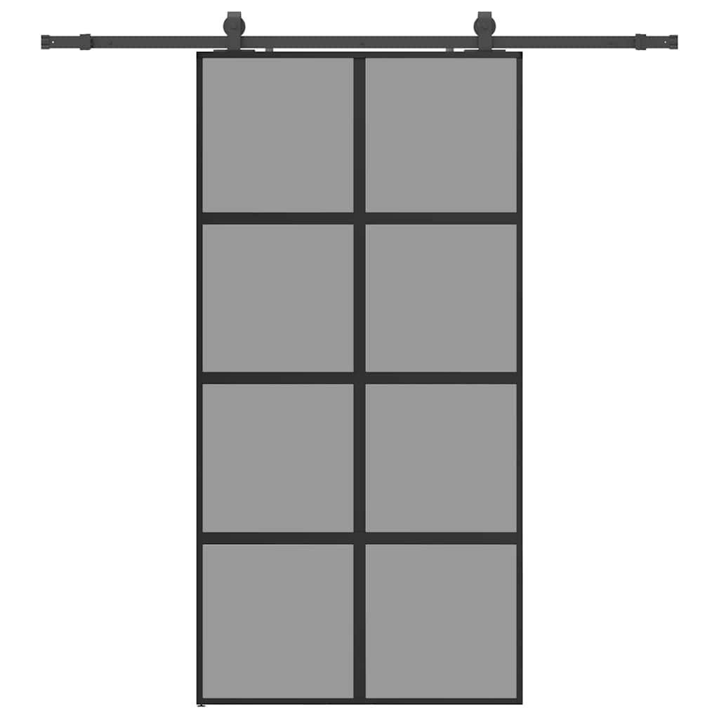 vidaXL Sliding Door with Hardware Set Black 102.5x205 cm Tempered Glass