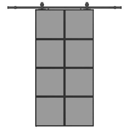 vidaXL Sliding Door with Hardware Set Black 102.5x205 cm Tempered Glass