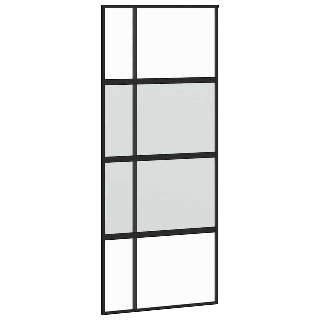 vidaXL Sliding Door with Hardware Set Black 90x205 cm Tempered Glass