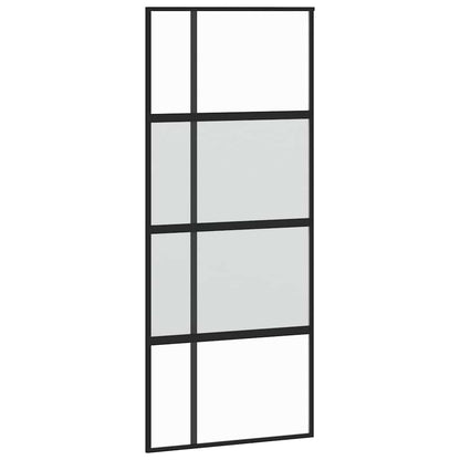vidaXL Sliding Door with Hardware Set Black 90x205 cm Tempered Glass