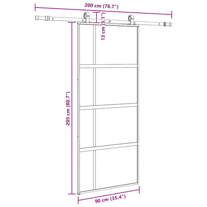 vidaXL Sliding Door with Hardware Set Black 90x205 cm Tempered Glass
