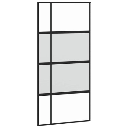 vidaXL Sliding Door with Hardware Set Black 102.5x205 cm Tempered Glass