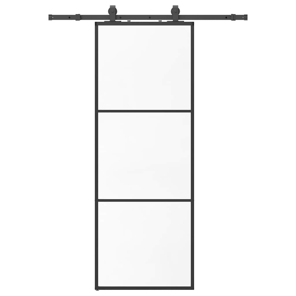 vidaXL Sliding Door with Hardware Set Black 76x205 cm ESG Glass