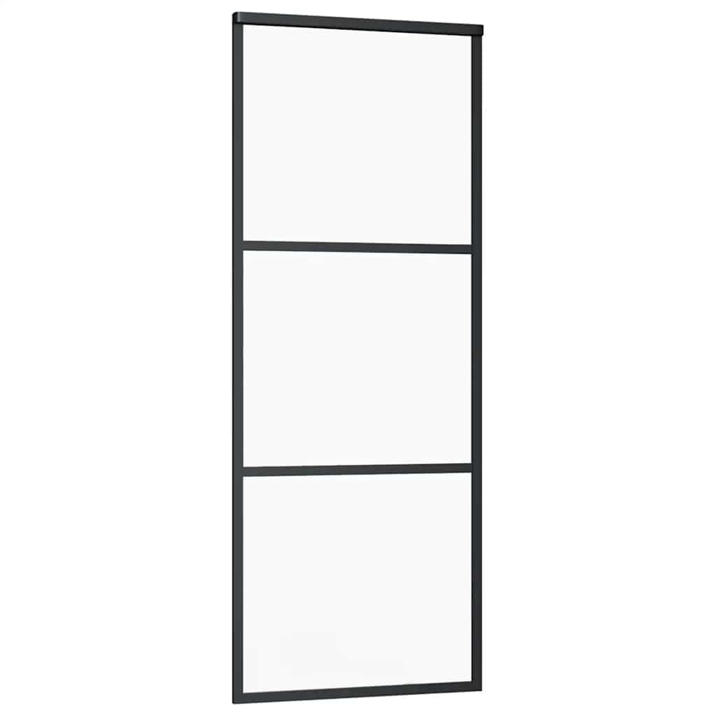 vidaXL Sliding Door with Hardware Set Black 76x205 cm ESG Glass