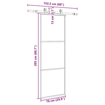 vidaXL Sliding Door with Hardware Set Black 76x205 cm ESG Glass