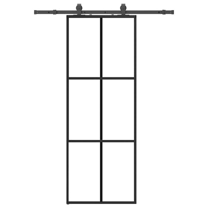 vidaXL Sliding Door with Hardware Set Black 76x205 cm ESG Glass