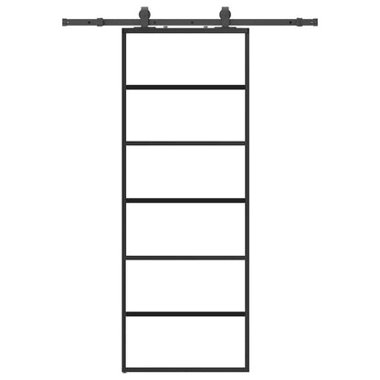 vidaXL Sliding Door with Hardware Set Black 76x205 cm ESG Glass