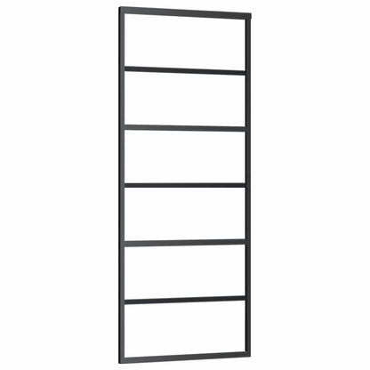vidaXL Sliding Door with Hardware Set Black 76x205 cm ESG Glass