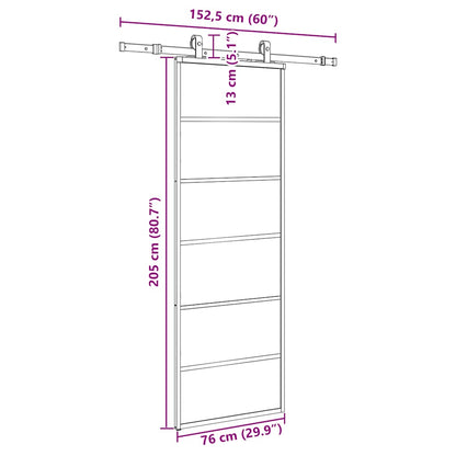 vidaXL Sliding Door with Hardware Set Black 76x205 cm ESG Glass