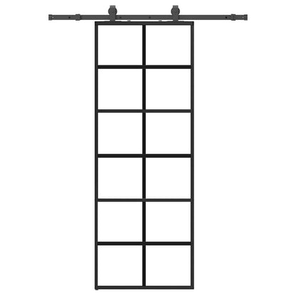 vidaXL Sliding Door with Hardware Set Black 76x205 cm ESG Glass
