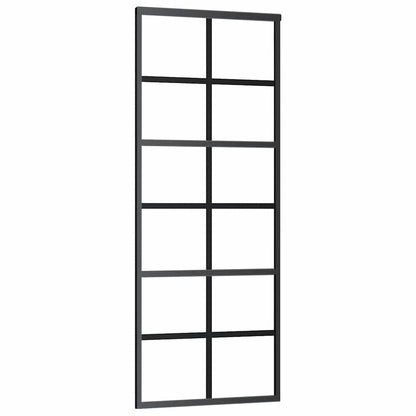 vidaXL Sliding Door with Hardware Set Black 76x205 cm ESG Glass
