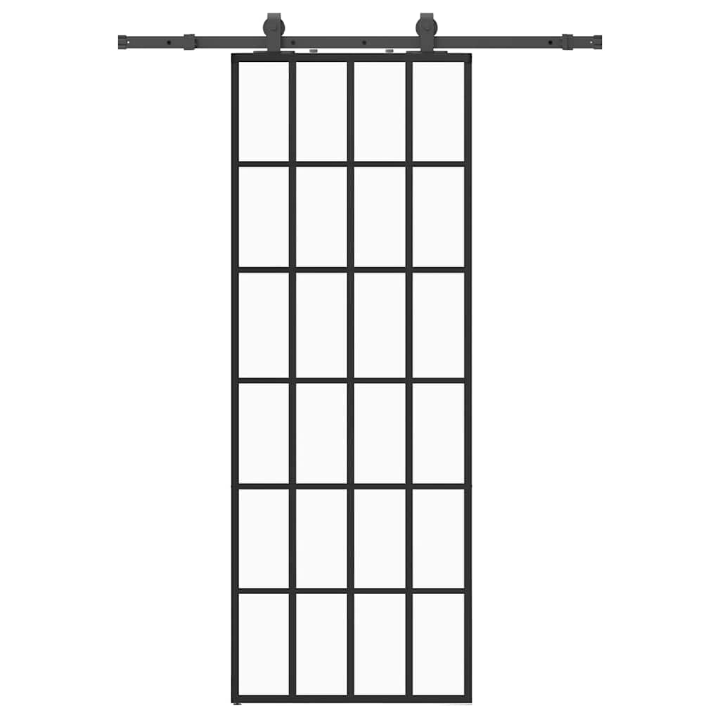 vidaXL Sliding Door with Hardware Set Black 76x205 cm ESG Glass