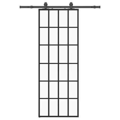 vidaXL Sliding Door with Hardware Set Black 76x205 cm ESG Glass
