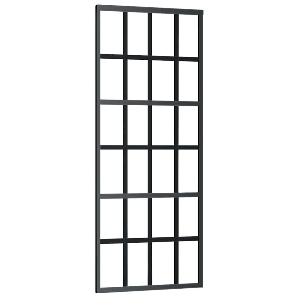 vidaXL Sliding Door with Hardware Set Black 76x205 cm ESG Glass