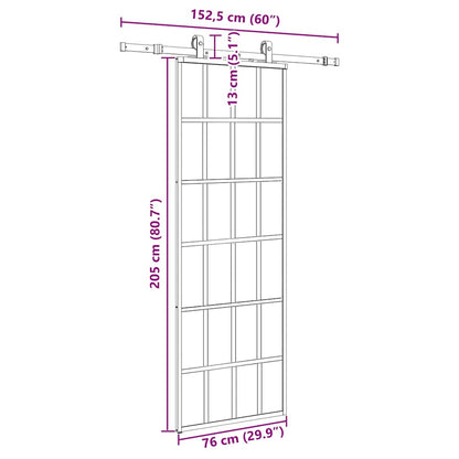 vidaXL Sliding Door with Hardware Set Black 76x205 cm ESG Glass