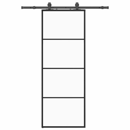 vidaXL Sliding Door with Hardware Set Black 76x205 cm ESG Glass