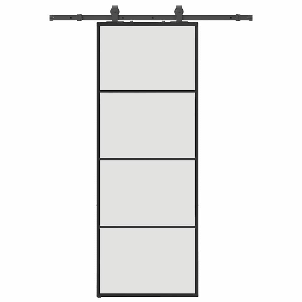 vidaXL Sliding Door with Hardware Set Black 76x205 cm ESG Glass