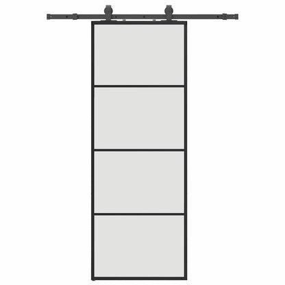 vidaXL Sliding Door with Hardware Set Black 76x205 cm ESG Glass
