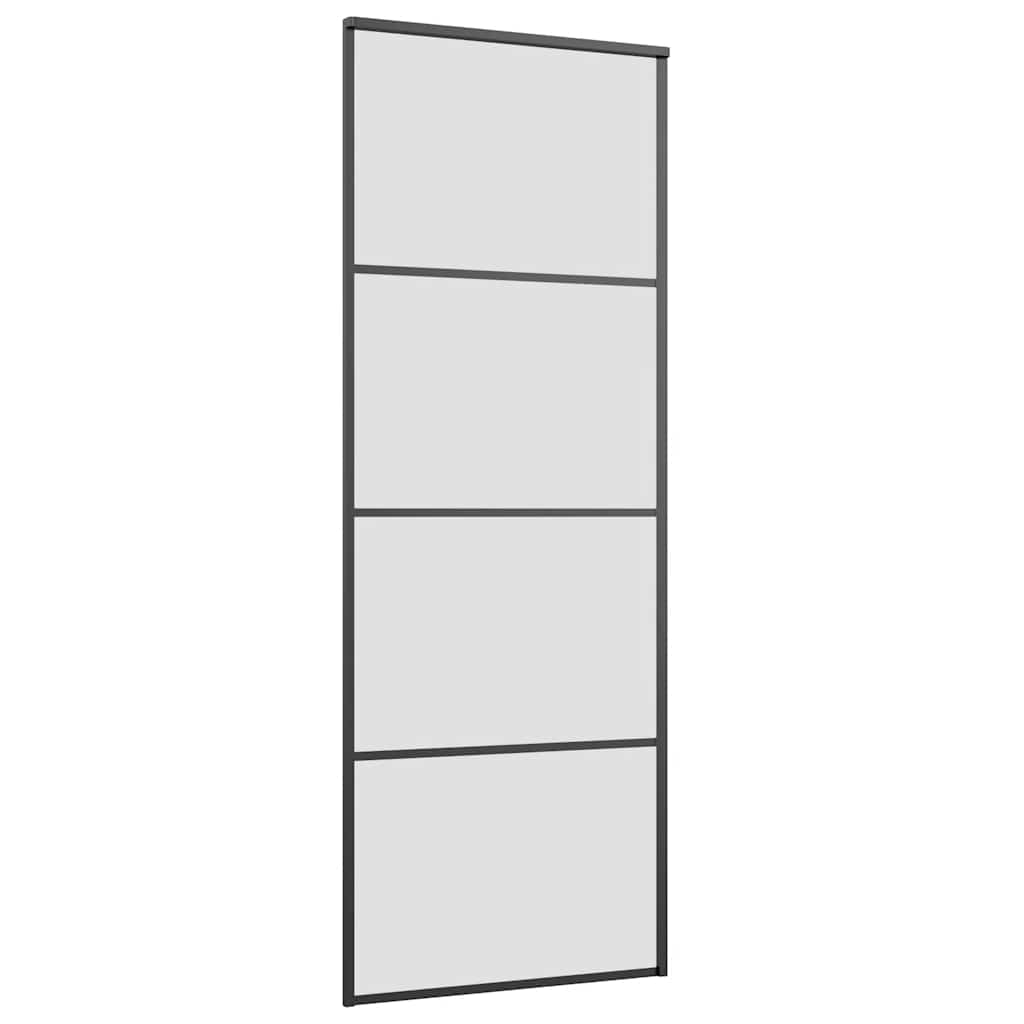 vidaXL Sliding Door with Hardware Set Black 76x205 cm ESG Glass
