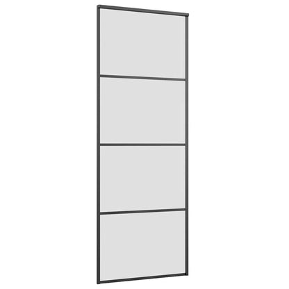 vidaXL Sliding Door with Hardware Set Black 76x205 cm ESG Glass