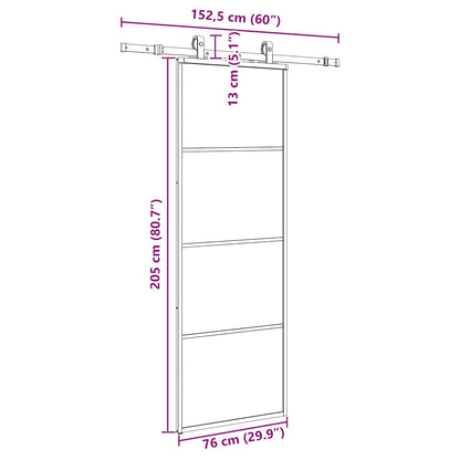 vidaXL Sliding Door with Hardware Set Black 76x205 cm ESG Glass