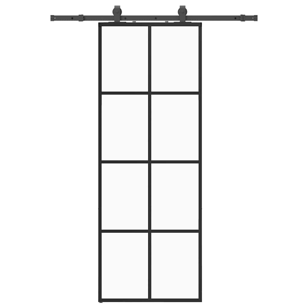 vidaXL Sliding Door with Hardware Set Black 76x205 cm ESG Glass
