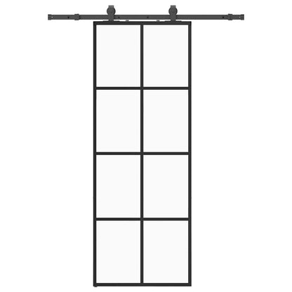 vidaXL Sliding Door with Hardware Set Black 76x205 cm ESG Glass