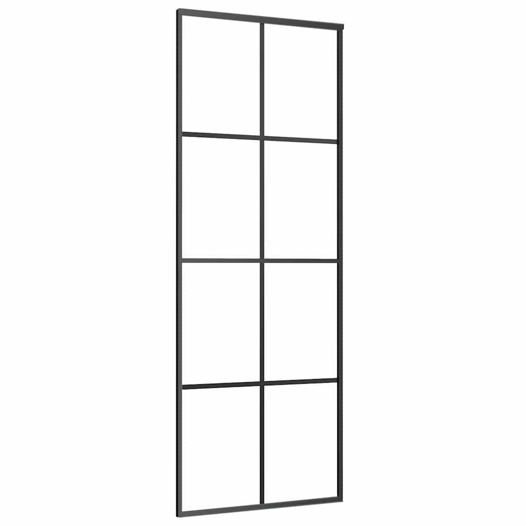 vidaXL Sliding Door with Hardware Set Black 76x205 cm ESG Glass