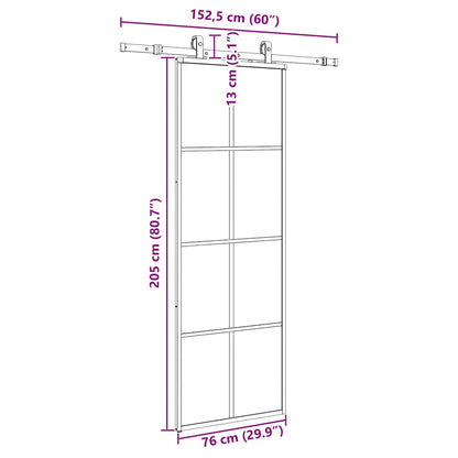 vidaXL Sliding Door with Hardware Set Black 76x205 cm ESG Glass