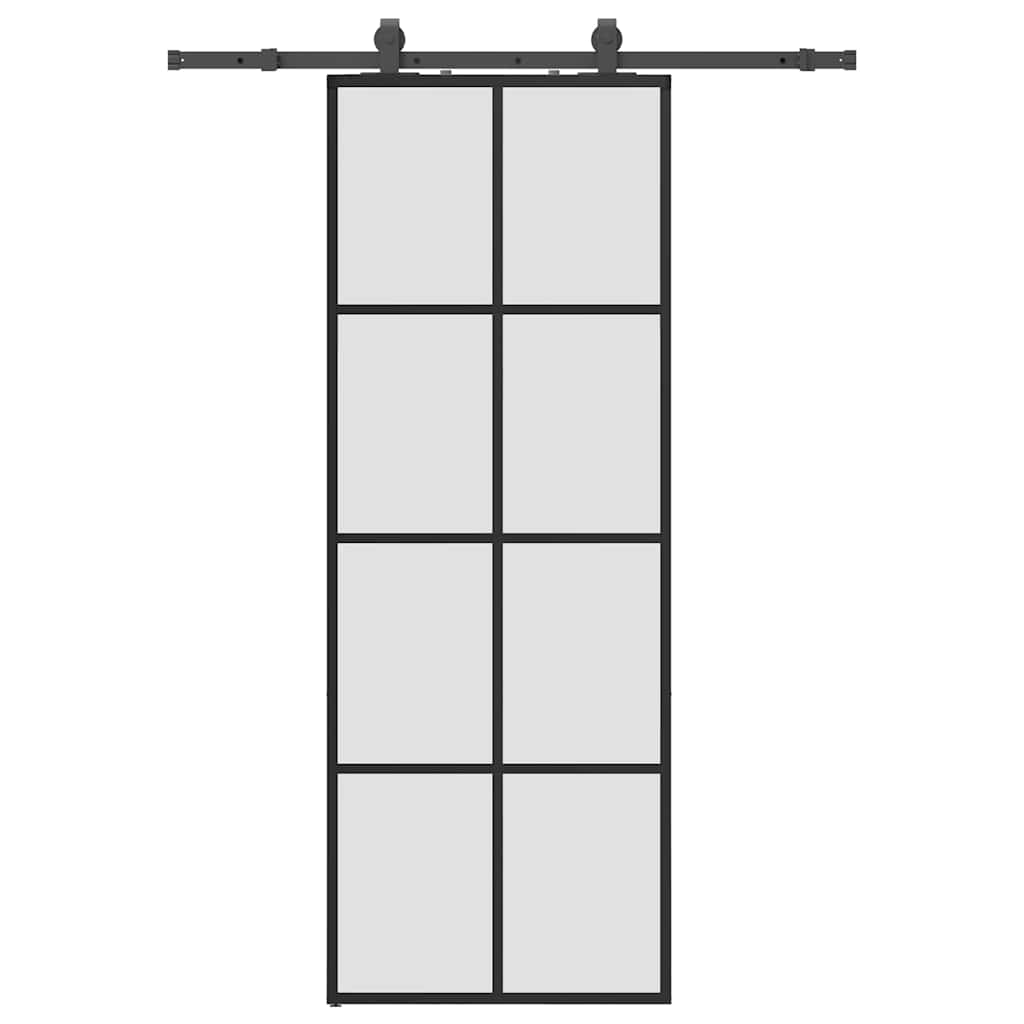 vidaXL Sliding Door with Hardware Set Black 76x205 cm ESG Glass