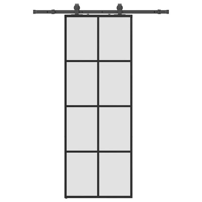 vidaXL Sliding Door with Hardware Set Black 76x205 cm ESG Glass
