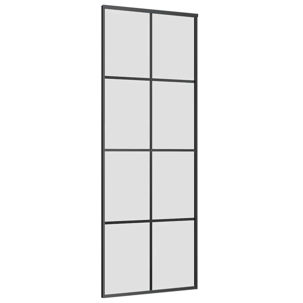 vidaXL Sliding Door with Hardware Set Black 76x205 cm ESG Glass