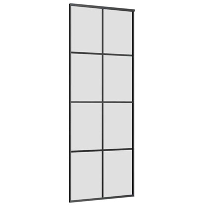 vidaXL Sliding Door with Hardware Set Black 76x205 cm ESG Glass