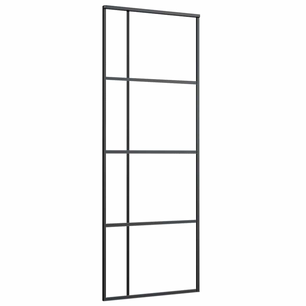 vidaXL Sliding Door with Hardware Set Black 76x205 cm ESG Glass