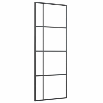 vidaXL Sliding Door with Hardware Set Black 76x205 cm ESG Glass