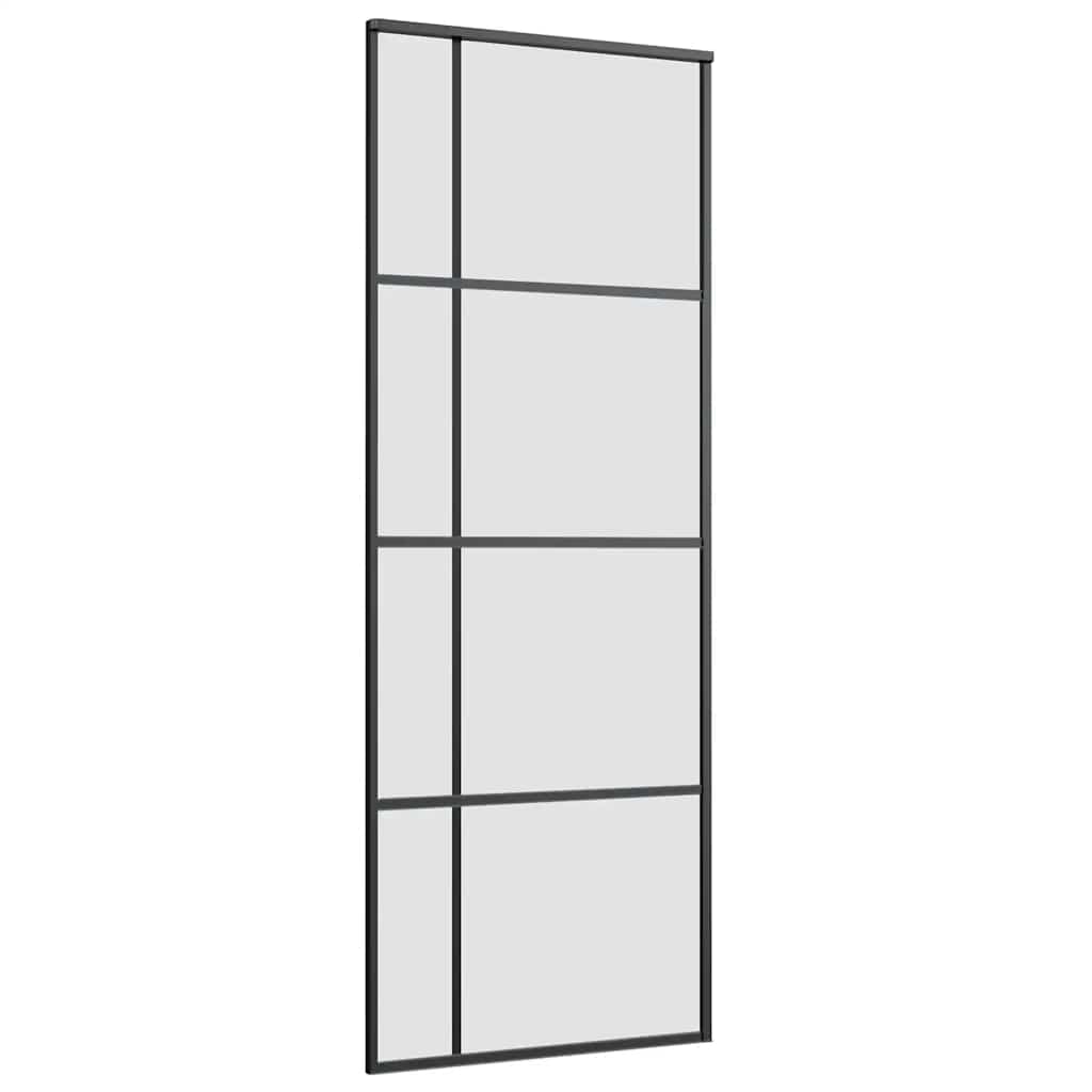 vidaXL Sliding Door with Hardware Set Black 76x205 cm ESG Glass