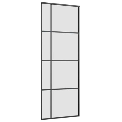 vidaXL Sliding Door with Hardware Set Black 76x205 cm ESG Glass