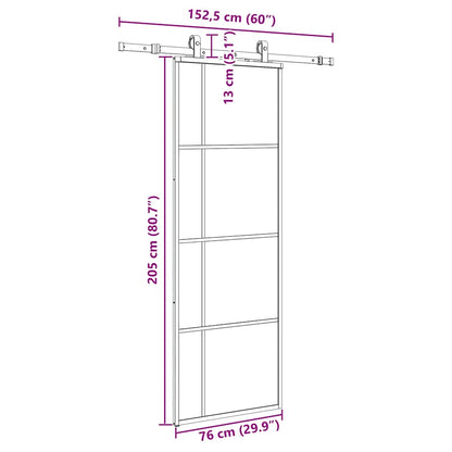 vidaXL Sliding Door with Hardware Set Black 76x205 cm ESG Glass