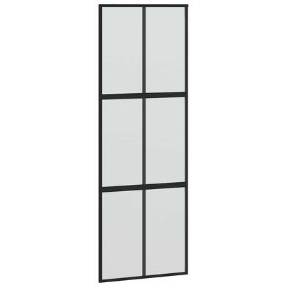 vidaXL Sliding Door with Hardware Set Black 76x205 cm Tempered Glass