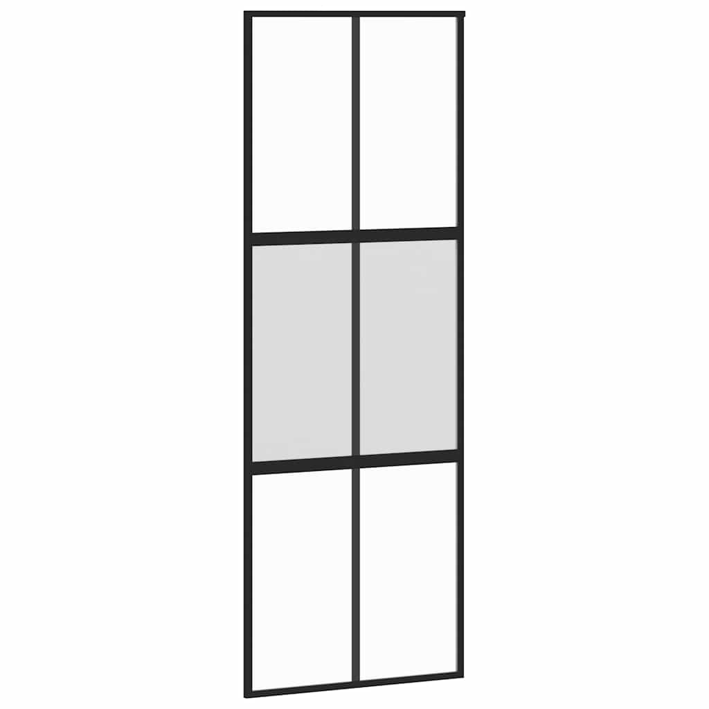 vidaXL Sliding Door with Hardware Set Black 76x205 cm Tempered Glass