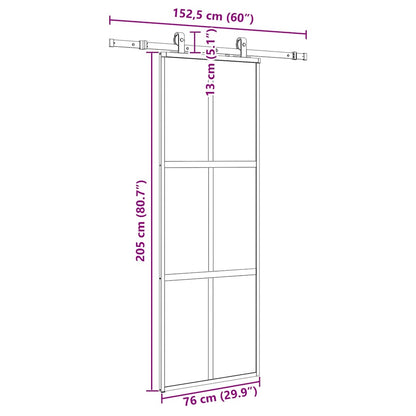 vidaXL Sliding Door with Hardware Set Black 76x205 cm Tempered Glass
