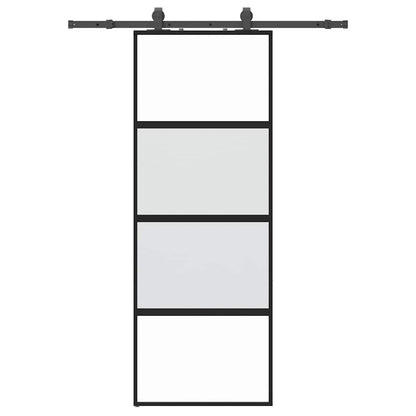 vidaXL Sliding Door with Hardware Set Black 76x205 cm Tempered Glass