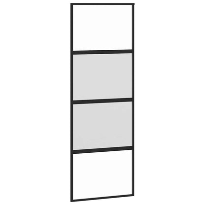 vidaXL Sliding Door with Hardware Set Black 76x205 cm Tempered Glass