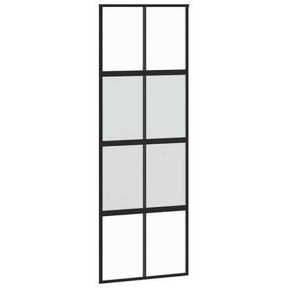 vidaXL Sliding Door with Hardware Set Black 76x205 cm Tempered Glass