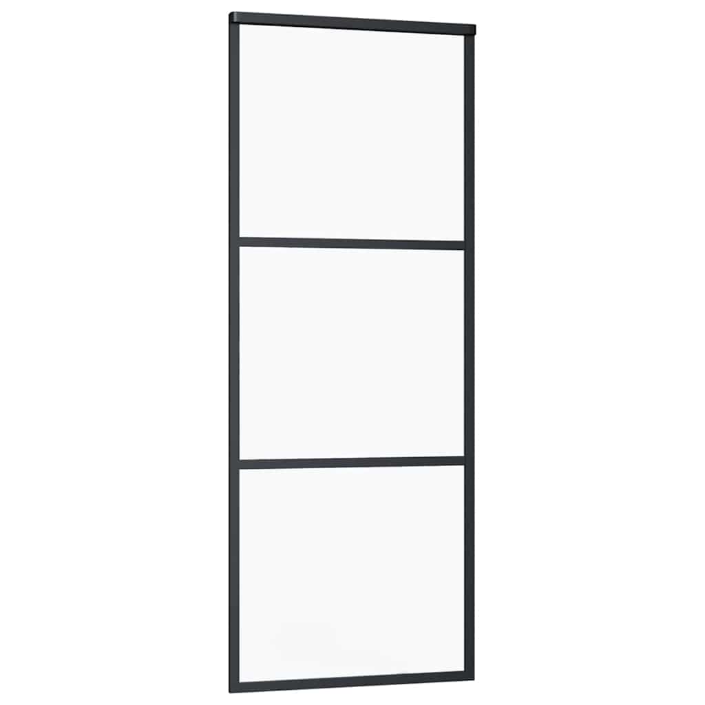 vidaXL Sliding Door with Hardware Set Black 76x205 cm ESG Glass