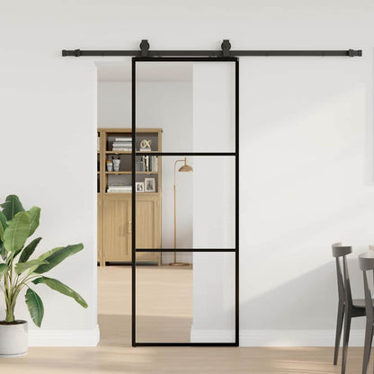 vidaXL Sliding Door with Hardware Set Black 76x205 cm ESG Glass
