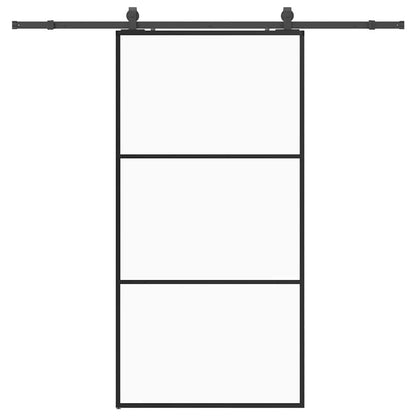 vidaXL Sliding Door with Hardware Set Black 102x205 cm ESG Glass